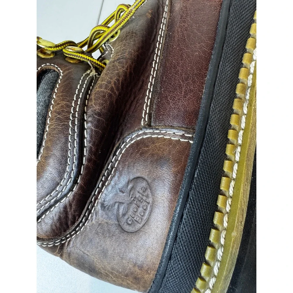 Georgia Giant Work Boots Mens 10.5 W 6 Inch Brown Leather Steel Toe Rugged